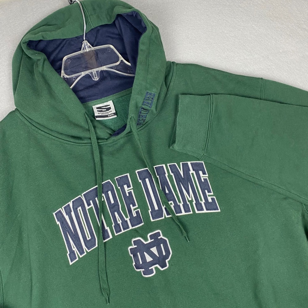 Stadium Athletics Notre Dame Fighting Irish Green Hoodie XXXL Raglan Pullover